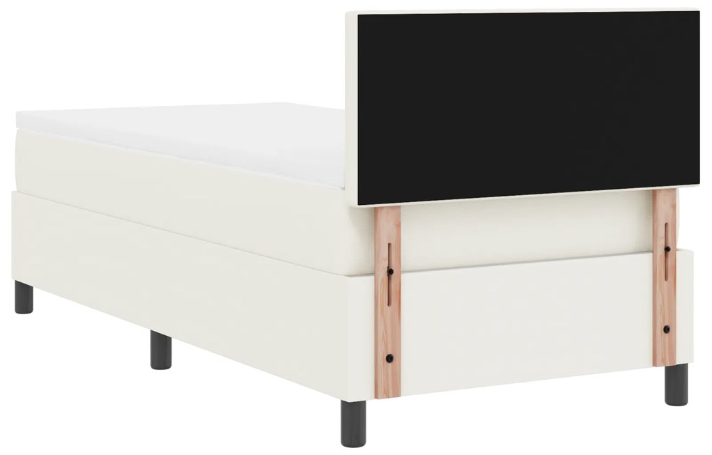 Cama Box com Colchão &amp; LED Crema 100x200 cm em Tecido de Veludo