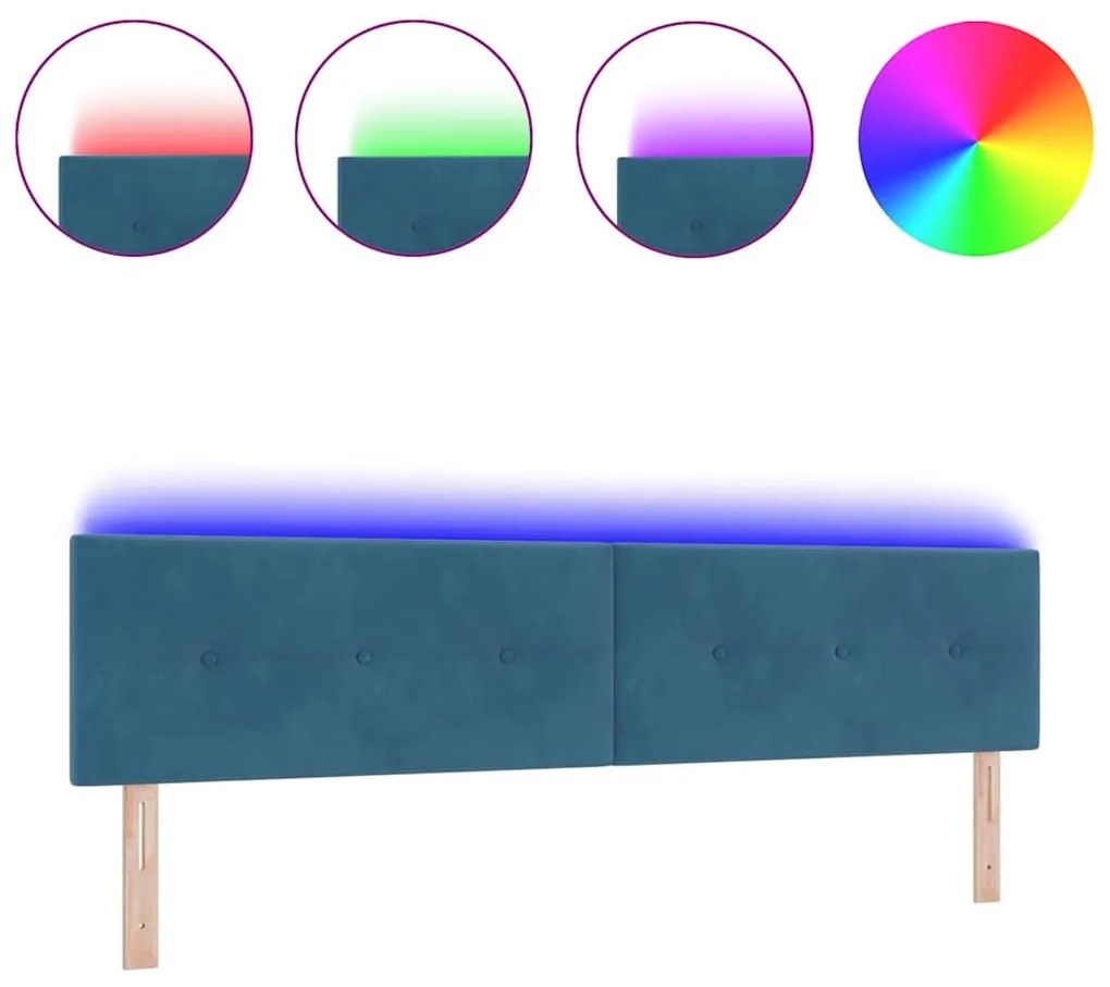 Cabeceira LED vidaXL Almofadada Azul Escuro 100 cm Veludo