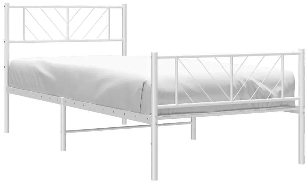 Estrutura de cama com cabeceira e pés 75x190 cm metal branco