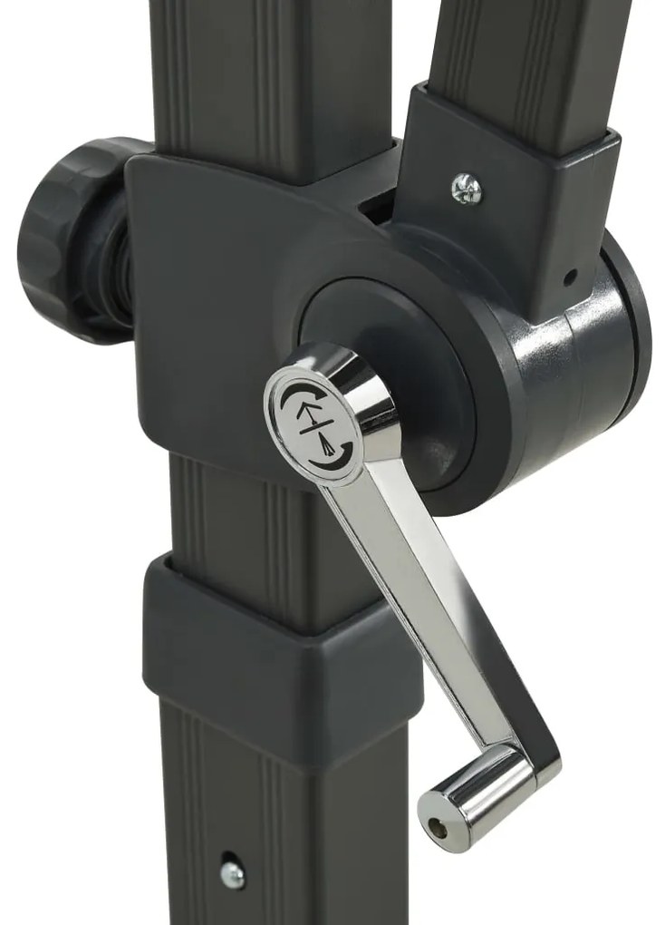 Guarda-sol jardim cantilever poste/luzes LED 250 cm azul-ciano