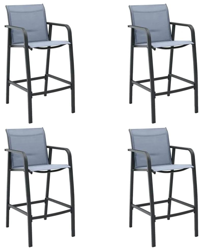 Cadeiras de bar para jardim 4 pcs textilene cinzento