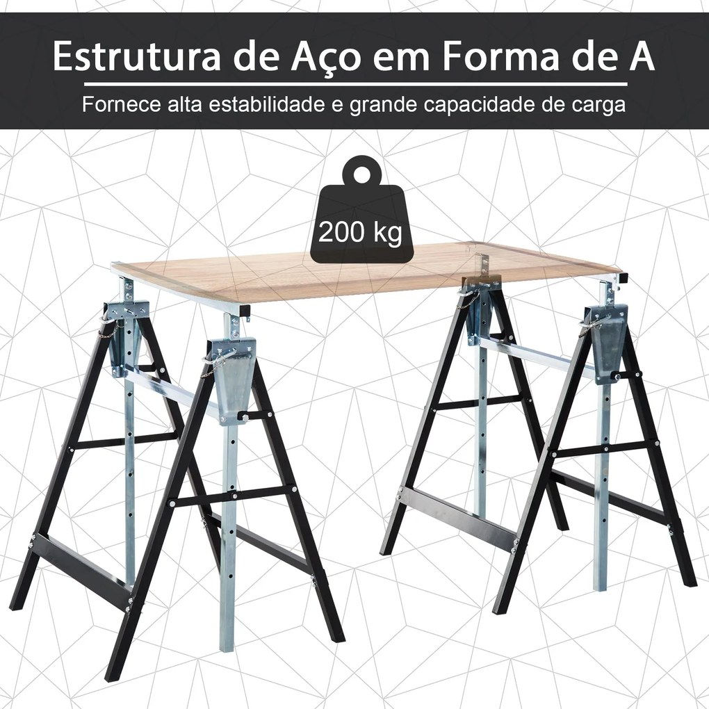 Conjunto de 2 Cavaletes Telescópicos Dobráveis com Altura Ajustável Ca