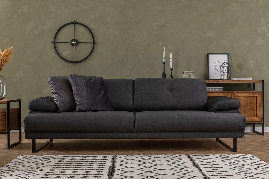 Sofá-cama de 3 lugares Mustang – Antracite – 239 cm x 99 cm x 83 cm