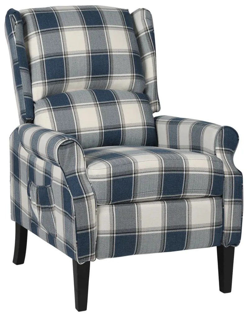 vidaXL Poltrona reclinável tecido azul