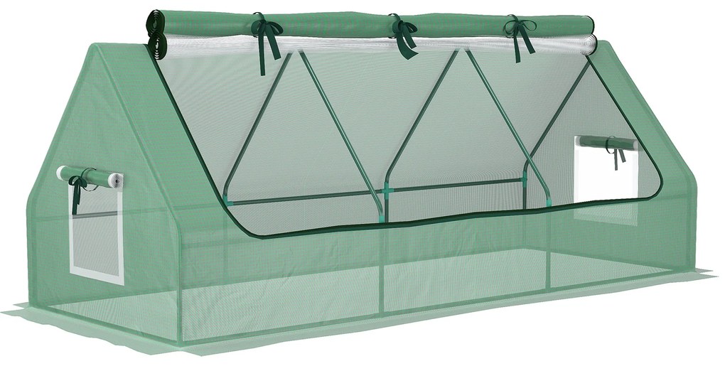 Outsunny Estufa de Jardim Mini Estufa 240x90x90 cm com Janelas de Malha e Estrutura de Aço para Cultivar Verduras e Flores Verde | Aosom Portugal