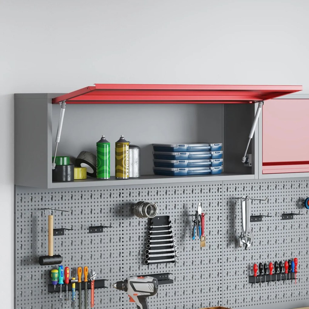Gabinete de Ferramentas Montado na Parede com Porta a Gás, Vermelho, 1