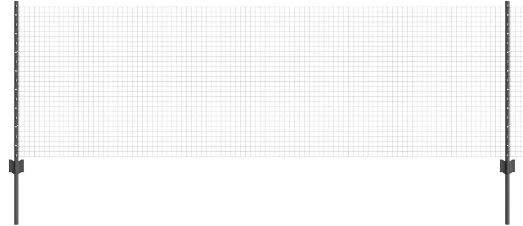 Cerca de Arame Soldado com 44 Postes U Cinza 0,8x100 m Aço