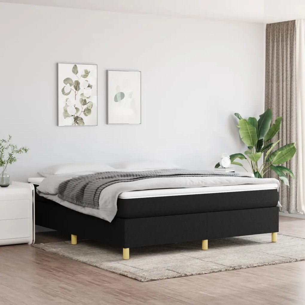 Estrutura de cama com molas 180x200 cm tecido preto