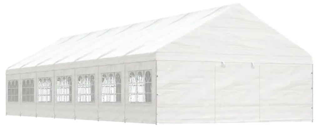 vidaXL Gazebo com telhado 15,61x5,88x3,75 m polietileno branco