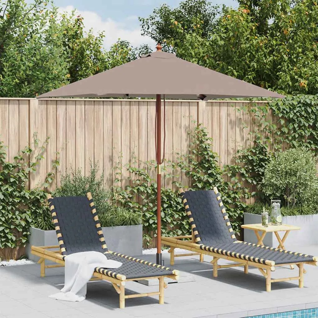 vidaXL Guarda-sol de exterior c/ mastro madeira 150x200cm cinza-acast.