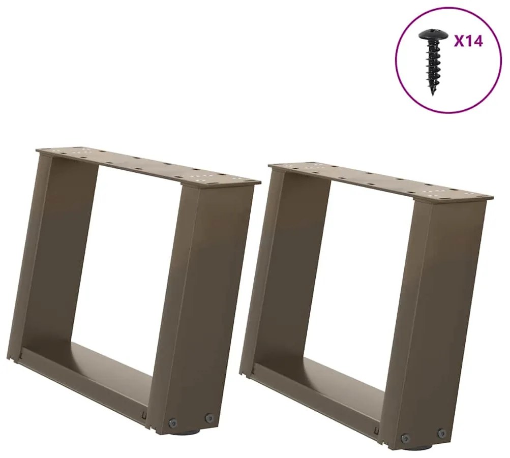 vidaXL Pés para mesa de centro em formato de U, 2 peças, aço natural, 50x(30-31) cm, aço