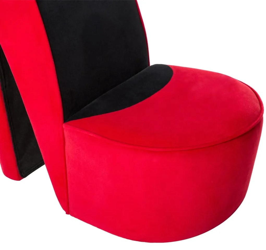Cadeira estilo sapato de salto alto veludo vermelho
