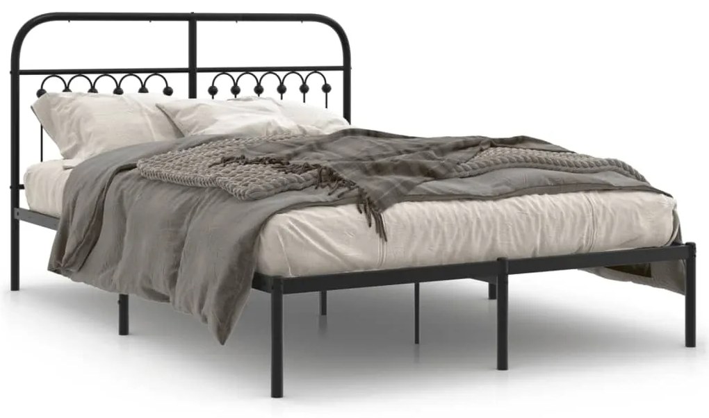 Estrutura de cama com cabeceira 140x200 cm metal preto