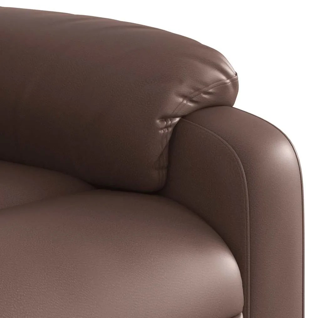 Poltrona reclinável elétrica couro artificial castanho