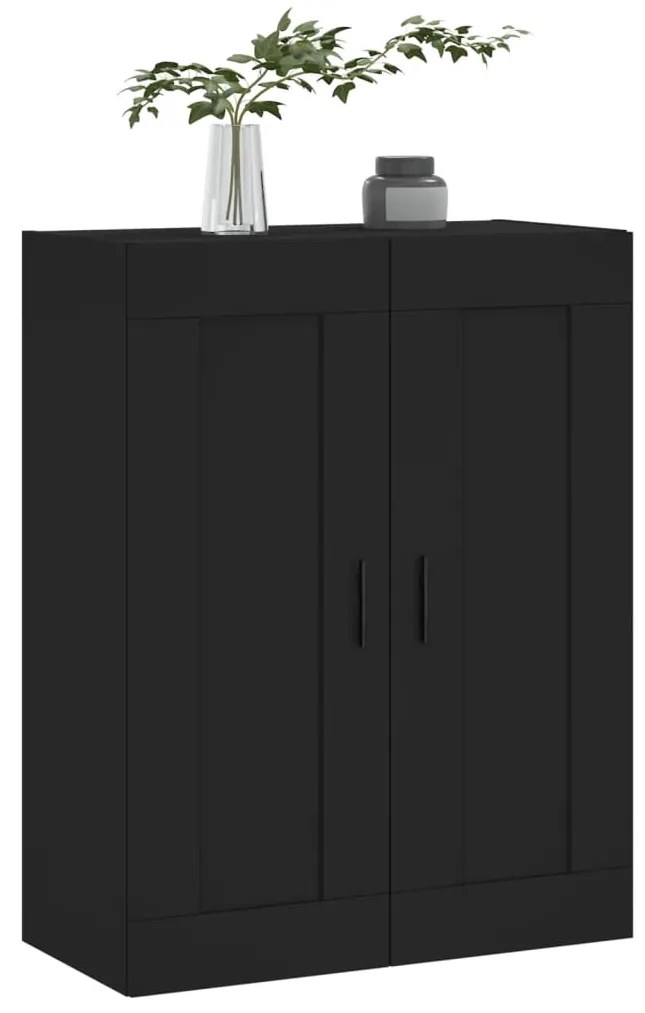 Armário de parede 69,5x34x90 cm derivados de madeira preto