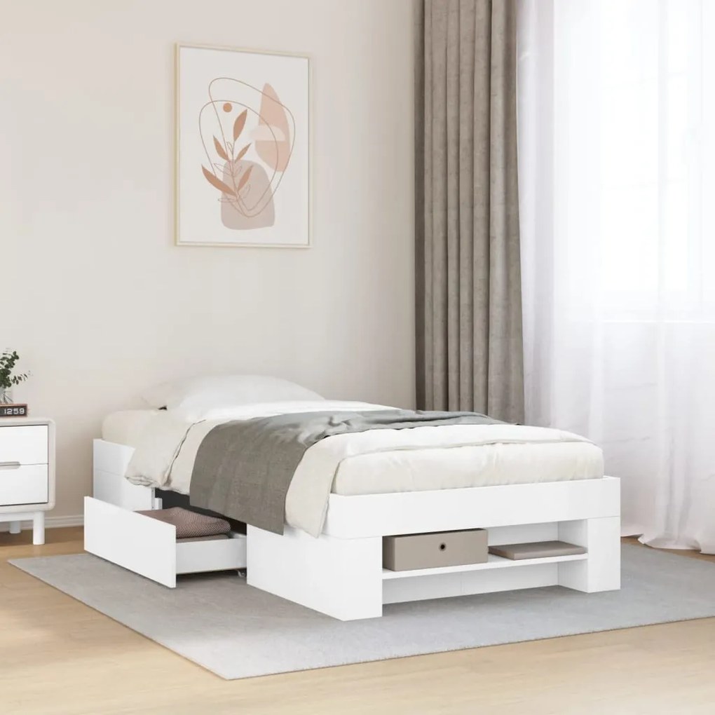 vidaXL Estrutura de cama 90x190 cm derivados de madeira branco