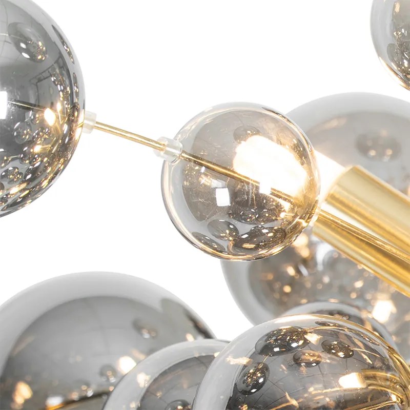 Candeeiro de pé design latão com vidro fumê 8 luzes - Explode Design