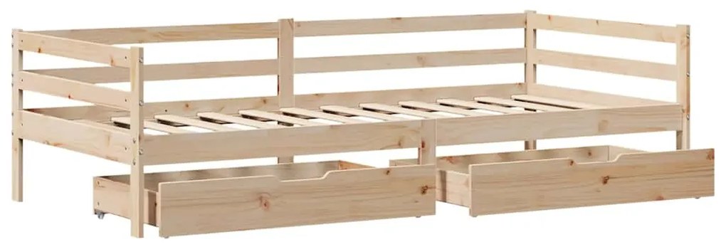 Sofá-cama com gavetas 90x200 cm madeira de pinho maciça