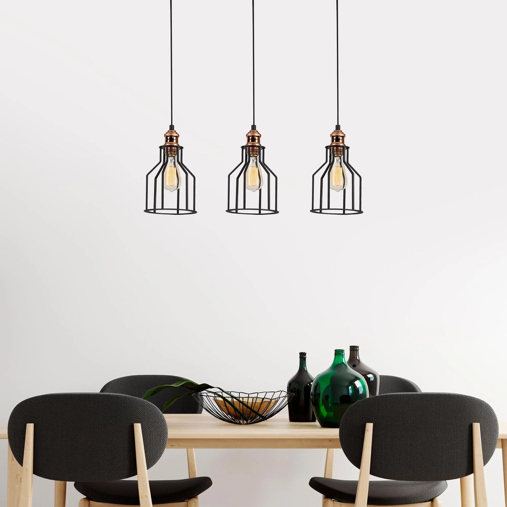 Candeeiro de Teto Alacati – Preto e Bronze – 67 x 17 cm