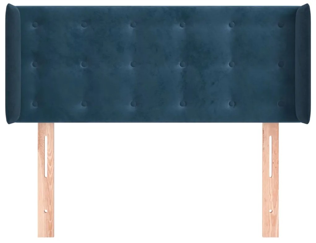 Cabeceira de cama c/ abas veludo 83x16x78/88 cm azul-escuro