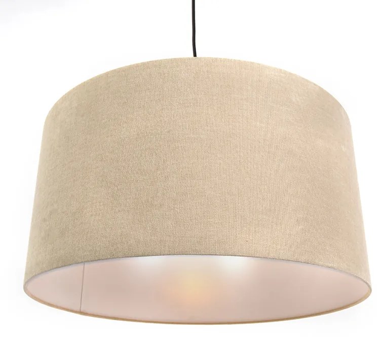 Candeeiro de suspensão rústico preto com cúpula bege 50cm - Combi Moderno