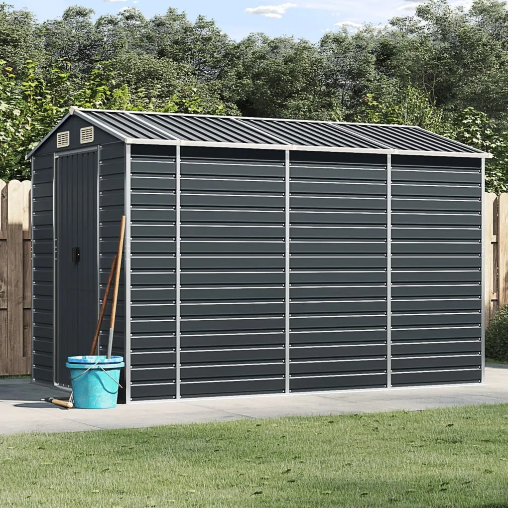 vidaXL Abrigo de jardim 191x300x198 cm aço galvanizado antracite