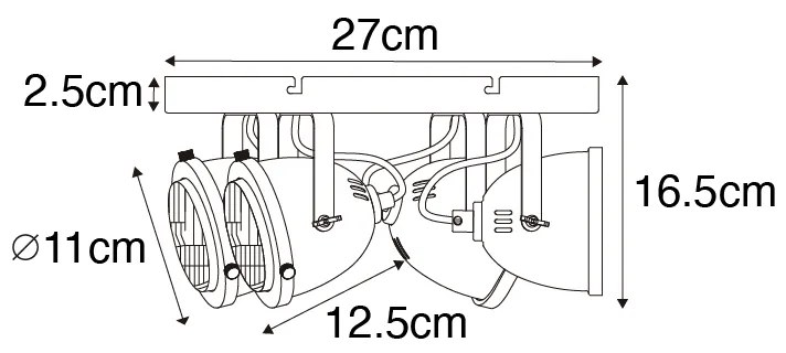 Candeeiro industrial de teto preto 4 luzes - Emado