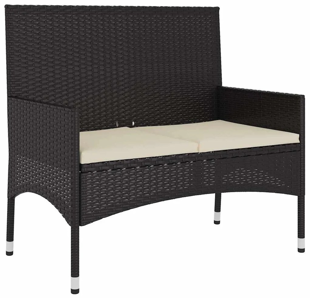 6 pcs conjunto lounge de jardim c/ almofadões vime PE preto