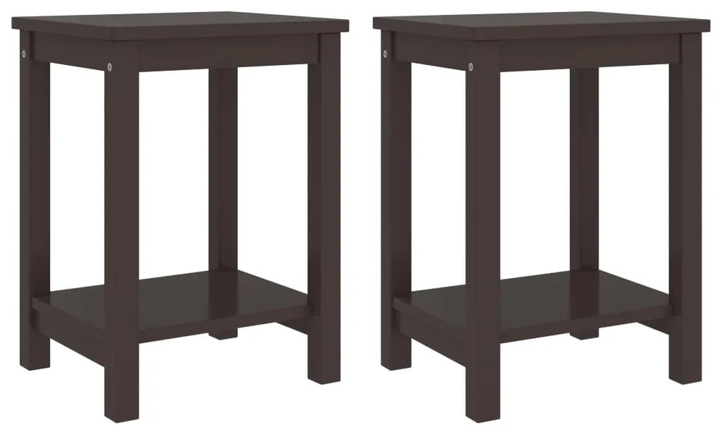 vidaXL Mesas de cabeceira 2pcs 35x30x47cm pinho maciço castanho-escuro
