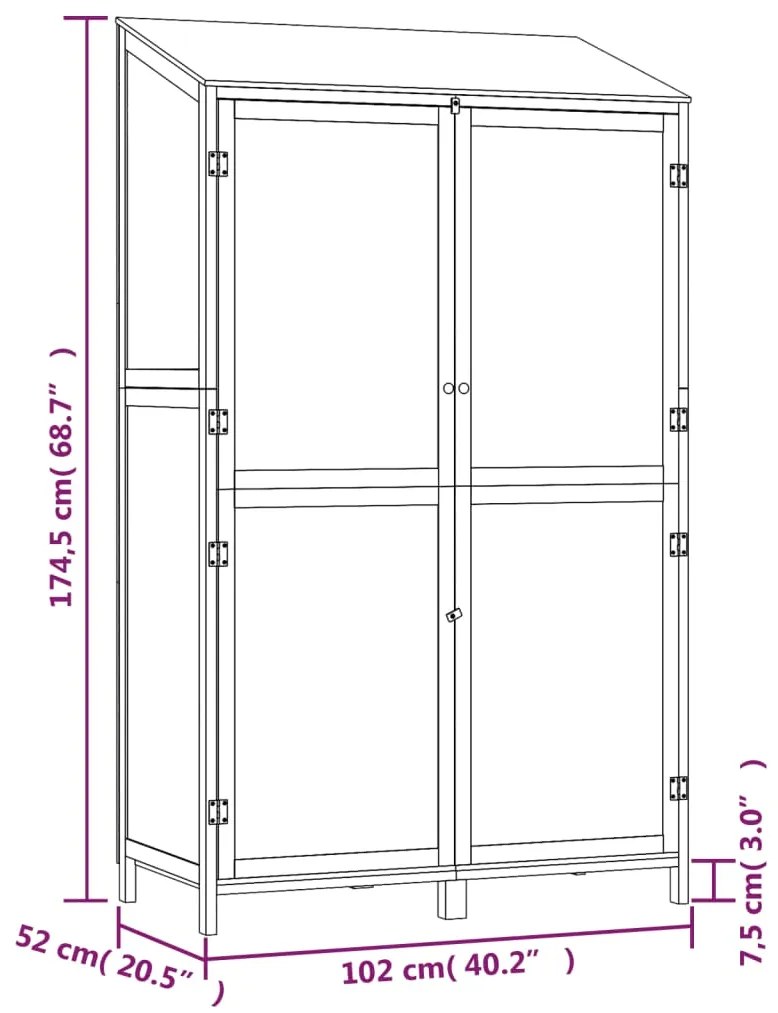 Abrigo jardim102x52x174,5cm madeira de abeto maciça antracite