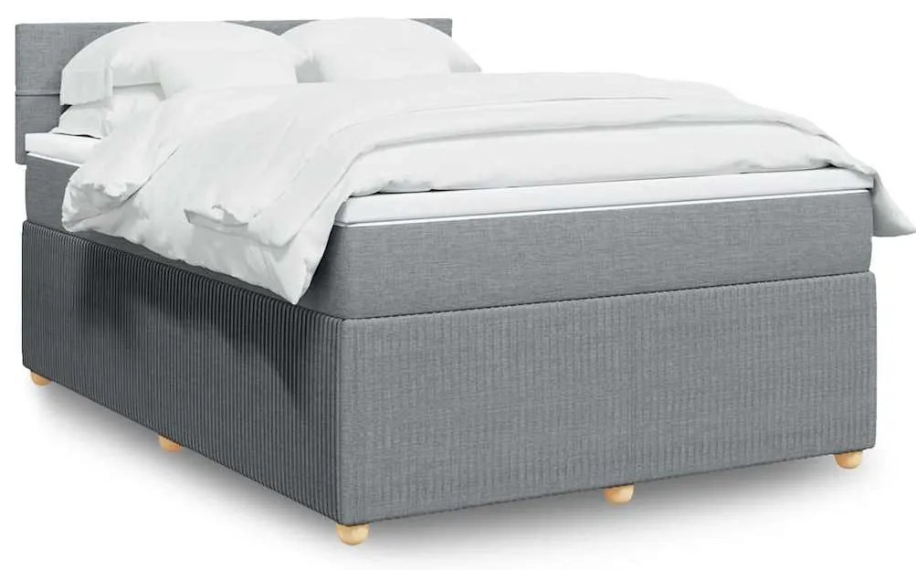 vidaXL Cama com molas/colchão 140x190 cm tecido cinzento-claro