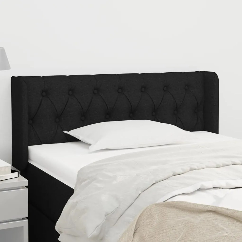 Cabeceira de cama c/ abas tecido 93x16x78/88 cm preto
