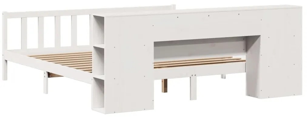 Cama com estante sem colchão 200x200 cm pinho maciço branco