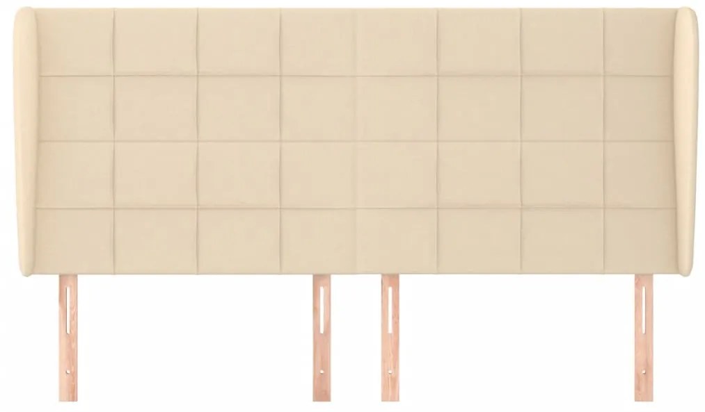 Cabeceira de cama c/ abas tecido 183x23x118/128 cm creme