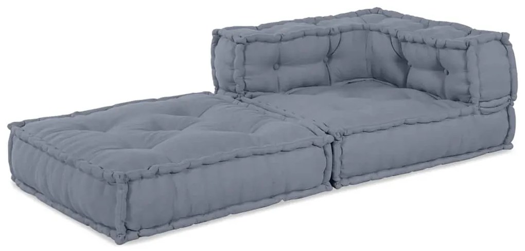 Puff Modular Cinza 70x70x54 em Tecido