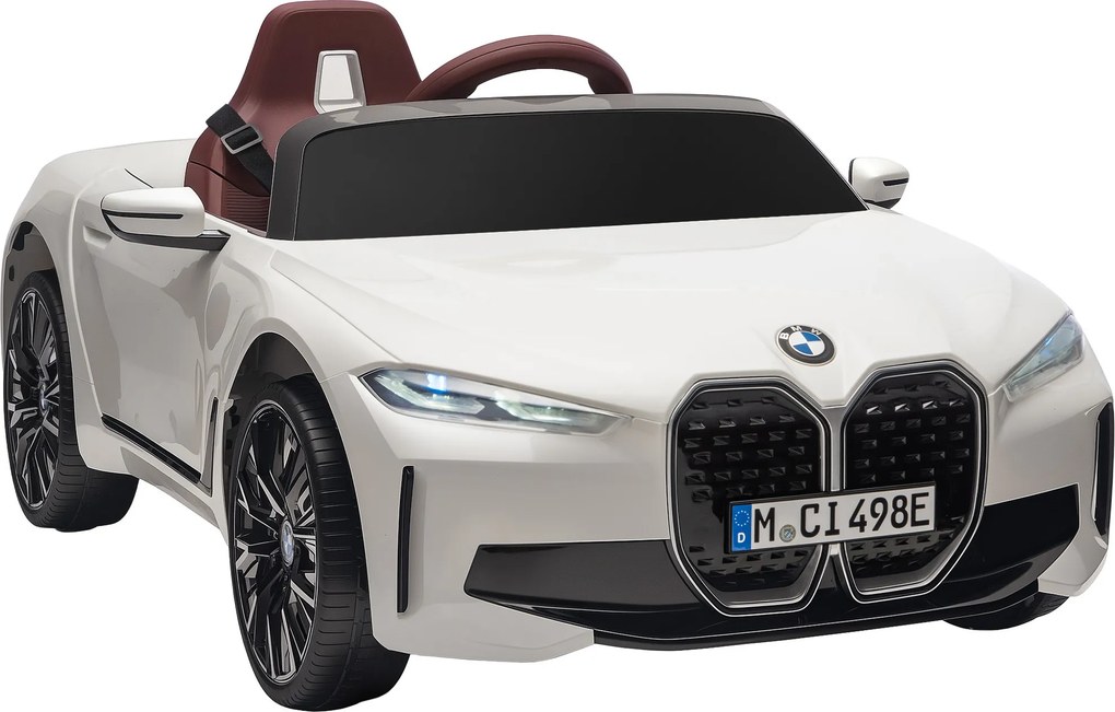 HOMCOM Carro Elétrico para Crianças BMW i4 12V com Controlo Remoto Música MP3 Ecrã Luzes e Cinto de Segurança 115x67x45 cm Branco | Aosom Portugal