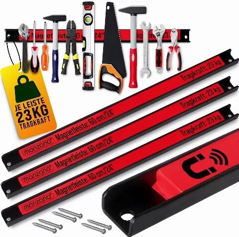 Conjunto de 3 suportes magnéticos para ferramentas, 60 cm Vermelhas