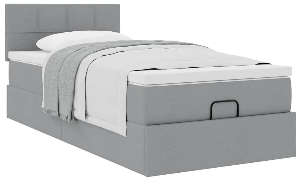Estrutura cama otomana colchão 90x190 cm tecido cinzento claro
