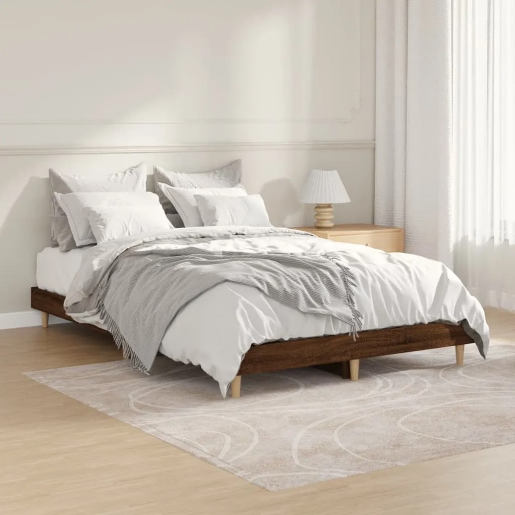 Estrutura cama s/ colchão derivados madeira carvalho castanho