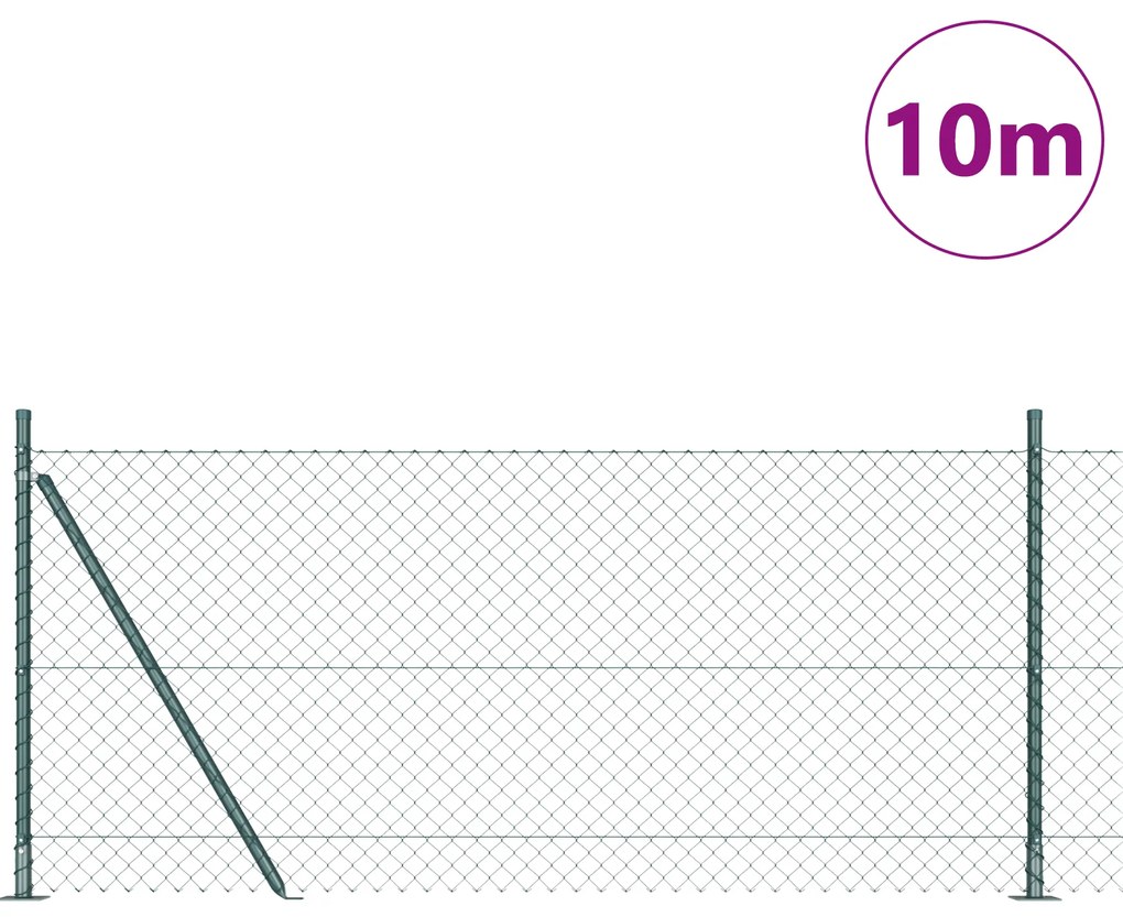 Cerca de Cadeia com 7 Postes Flangeados 0,8x10 m em Aço Galvanizado