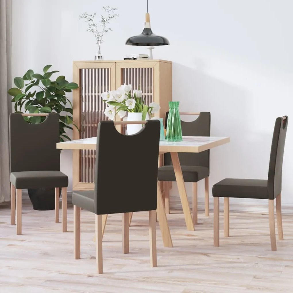 vidaXL Cadeiras de jantar 4 pcs couro artificial cinzento