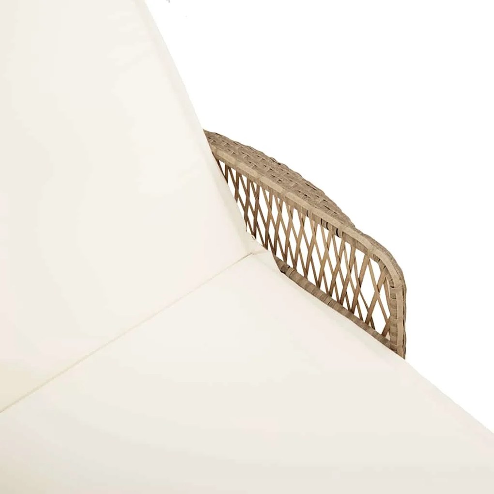 Espreguiçadeira Bege e creme Vime PE 157 x 55 x 92 cm Dobrável