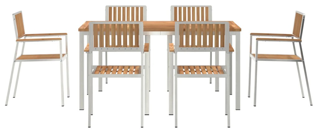 Conjunto de Jantar de Jardim vidaXL 7 Peças em Madeira de Teca Maciça