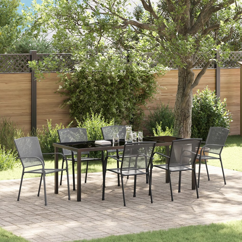 vidaXL Conjunto de Jantar de Jardim 7 Peças Aço Antracite