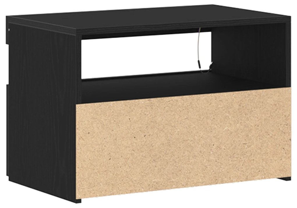 Armários de TV com luzes LED 2 pcs Carvalho Preto 60x35x40 cm Madeira