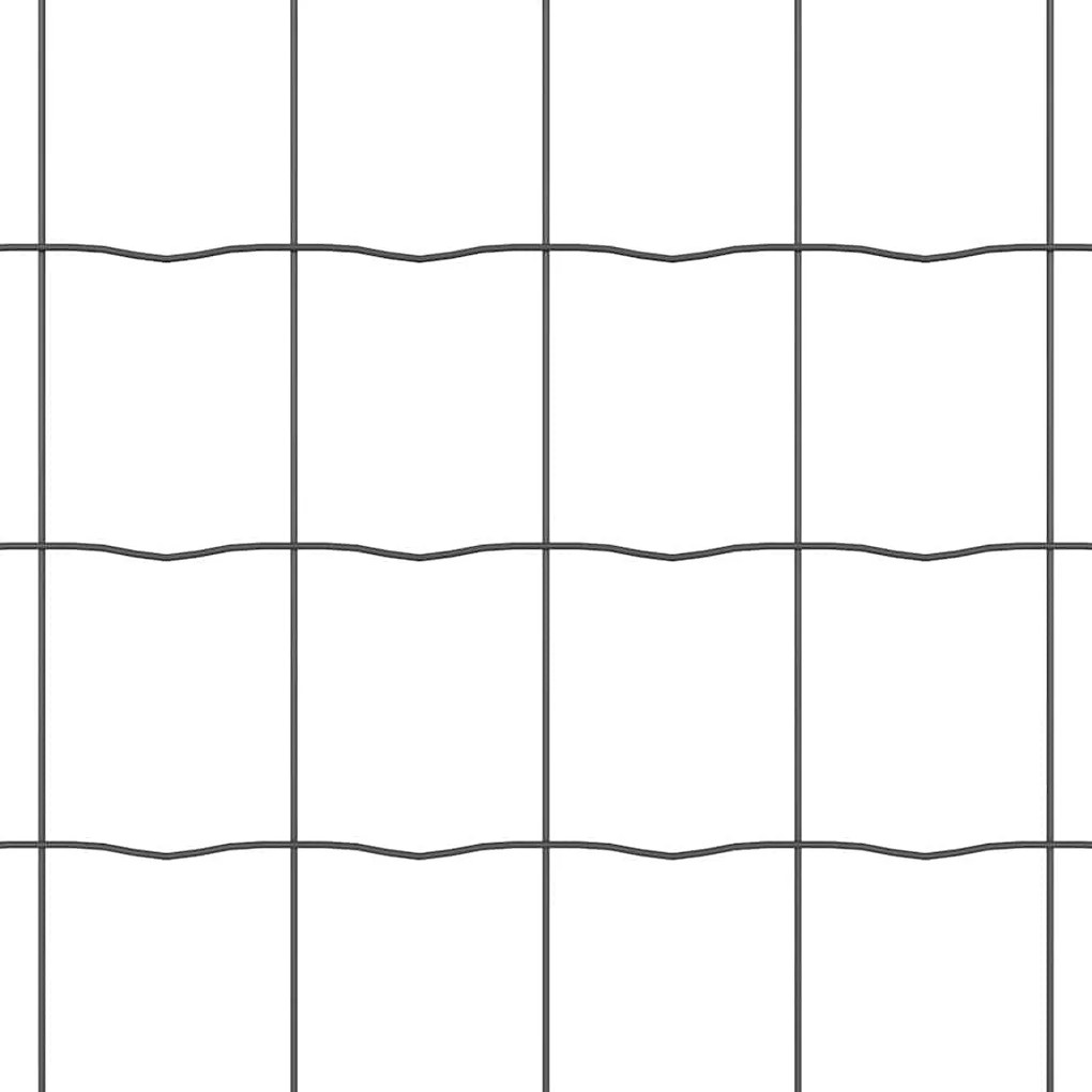 Cerca Euro com 7 postes de espeto, 1,6 x 10m, em aço galvanizado cinza