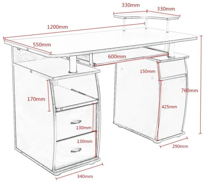 Mesa Computador Madeira Secretária para Escritório 120 x 55 x 85 cm Branco