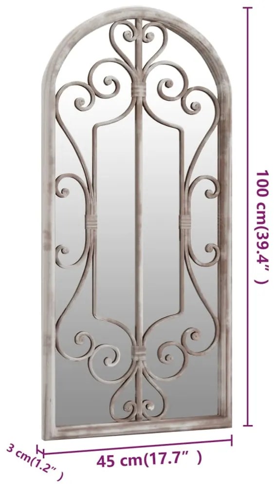 Espelho de jardim p/ uso exterior ferro 100x45 cm cor de areia
