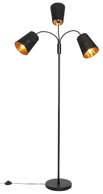 Candeeiro de pé moderno preto 3 luzes - Carmen Moderno