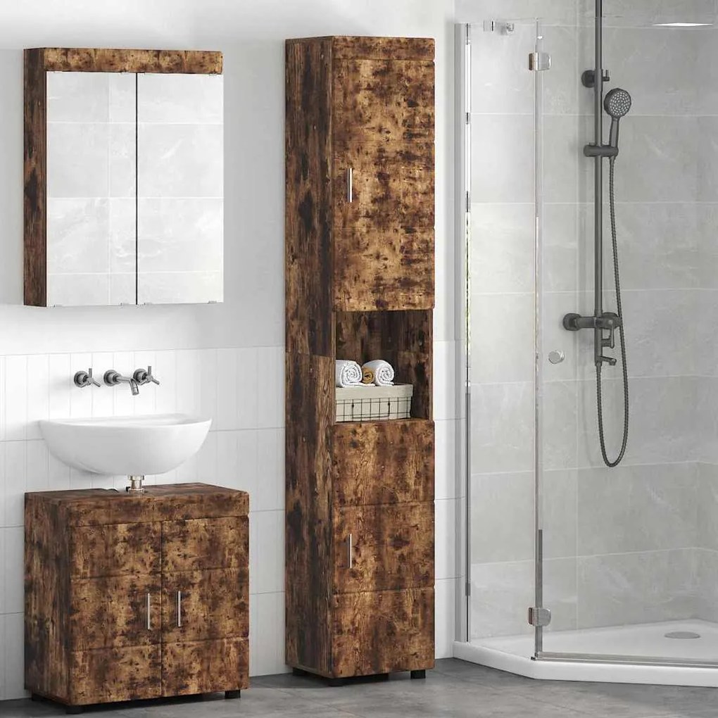vidaXL Armário de Banheiro TULUM Carvalho fumado 37 x 31.5 x 203 cm
